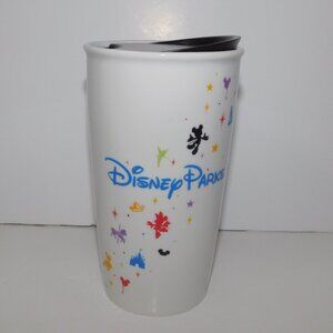 2015 Starbucks Disney Parks Ceramic Travel Tumbler Mug w lid 12oz Collectible
